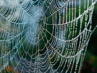 spider web with dew drops