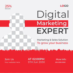 Social media marketing webinar design live post template © CreativeTaslim