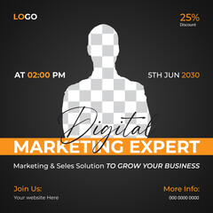 Social media marketing webinar design live post template © CreativeTaslim