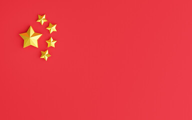 China flag by 3d render illustration , People's Republic of China is the most population in the world and highest growth of economic ,technology and military power. - obrazy, fototapety, plakaty