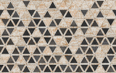 Shabby wooden panel with triangle pattern.
