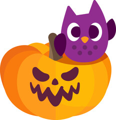 Fototapeta premium jack o lantern pumpkin cartoon flat illustration