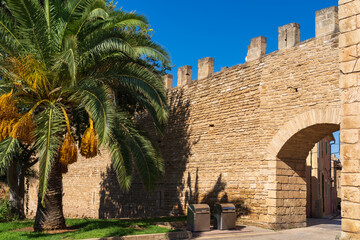 Naklejka premium Gate of Mallorca (also know as St Sebastian gate) Alcudia Old Town, Mallorca, Spain.