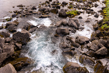Small waterfall (Drekkingarhylur) on the Oxara River, Thingvellir National Park, Iceland