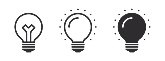 Light bulb icons. Light bulb idea concept. Glowing Light Bulb. Vector illustration