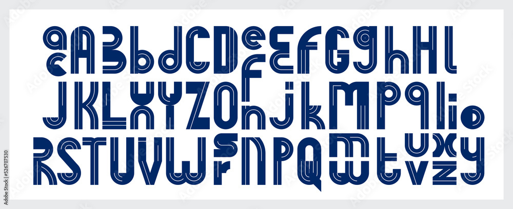 Fototapete abstract geometric original font vector typeset, logo creation alphabet minimal tech linear geometry