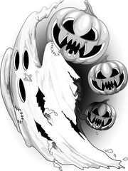 Ghost and Pumpkin drôle Nightmare Escape noir et blanc