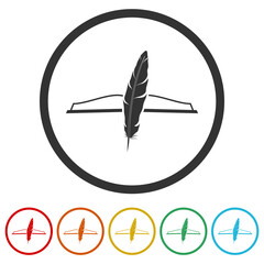 Book write icon. Set icons in color circle buttons