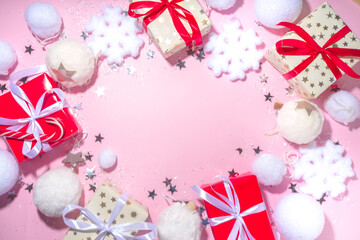Fluffy pink Christmas background