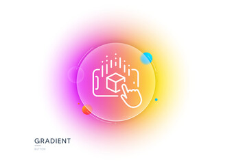 Augmented reality phone line icon. Gradient blur button with glassmorphism. VR simulation sign. 3d cube symbol. Transparent glass design. Augmented reality line icon. Vector