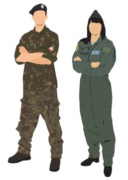 Pair of military people standing.