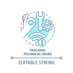 Tracking technical issues turquoise concept icon. Digital learning stress abstract idea thin line illustration. Isolated outline drawing. Editable stroke. Arial, Myriad Pro-Bold fonts used