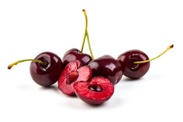Sweet cherry, isolated on white background.