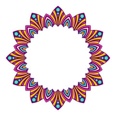 Mandala. Decorative round ornament, isolated on white background. Round ornamental frame. Arabic, Indian, ottoman motifs. For cards, invitations, t-shirts. Vector color illustration.