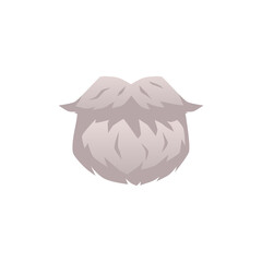 Cartoon hipster or Santa Claus beard with mustache, flat vector illustration isolated on white background.
