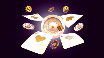 casino poker balckjack baccarat 3d render 3d rendering illustration  - obrazy, fototapety, plakaty