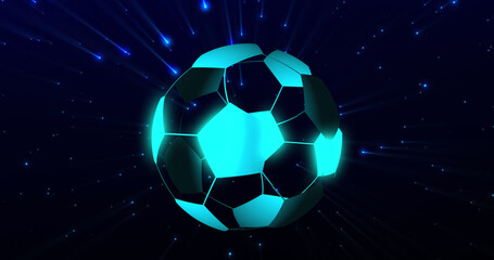 Fototapeta premium Image of digital football over blue spots on black background