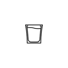 shot glass icon with full filled with water on white background. simple, line, silhouette and clean style. black and white. suitable for symbol, sign, icon or logo