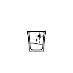 shot glass icon with cold water on white background. simple, line, silhouette and clean style. black and white. suitable for symbol, sign, icon or logo