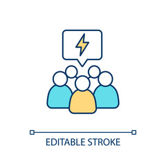 Public discontent RGB color icon. Civil demonstration. Crowd demands. Irritated and disappointed people. Isolated vector illustration. Simple filled line drawing. Editable stroke. Arial font used
