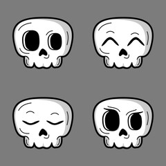 vector illustration of cute kawaii skull emoji