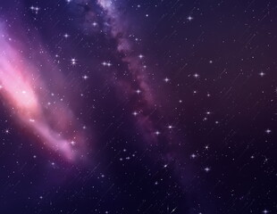 Fototapeta na wymiar purple blue starry sky nebula comet meteor stars fall shower lilac pink reflection on sea with planet flares universe nebula telescope