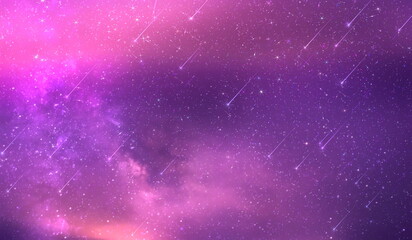  purple blue starry sky nebula comet meteor stars fall shower lilac pink   reflection on sea with planet flares universe  nebula telescope