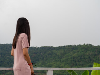 Woman Asain and Nationality Thai and mountain at Phetchabun, Thailand.