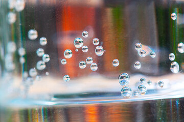 Bubbles in the water . Air in transparent water