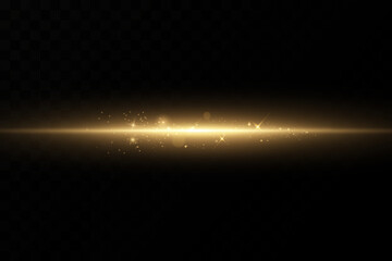 Shining golden stars. Light effects, glare, glitter, explosion, golden light. Vector illustration.