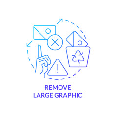 Remove large graphic blue gradient concept icon. Visual content. Mobile first design process abstract idea thin line illustration. Isolated outline drawing. Myriad Pro-Bold font used