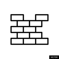 Broken brick wall vector icon in line style design for website design, app, UI, isolated on white background. Editable stroke. Vector illustration.