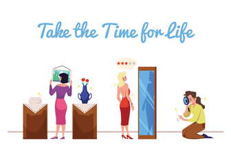 Perfectionism problem obsessive compulsive disorder, flat vector illustration.