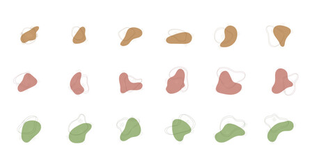 Set of round blob and outline isolated for decoration.