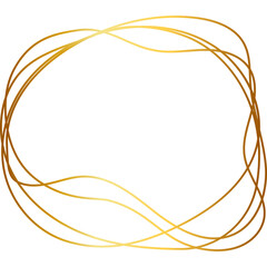 Gold line frame or golden outline border illustration. Elegant linear round border. Shine square element. Abstract oval template, decorative framework