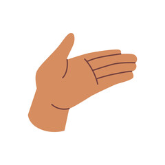 Giving or taking hand gesture, isolated open palm with fingers. Help or assistance sign, icon. Non verbal communication. Flat cartoon, vector in flat style