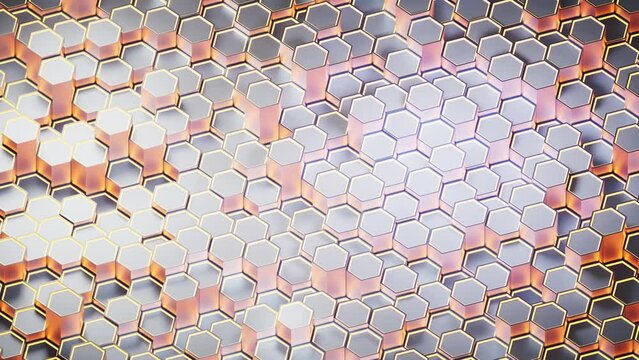 Metallic hexagon material background, 3d rendering.