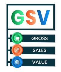 GSV - Gross Sales Value acronym, business concept background