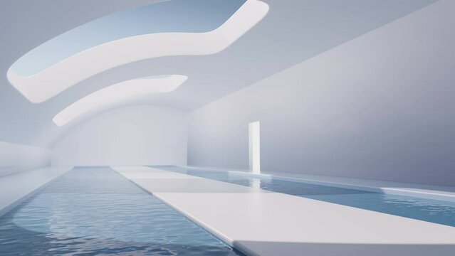 Empty room with water inside, 3d rendering.