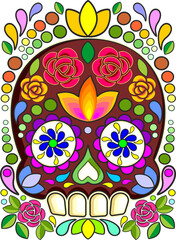 Crâne de sucre Art floral Crânes mexicains Jour des morts Symbole élément isolé -