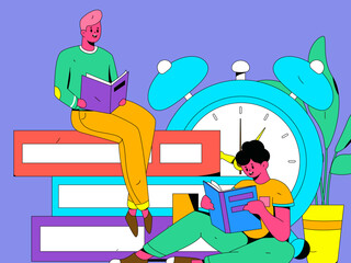 Reading character flat vector concept operation illustration
