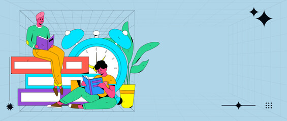 Reading character flat vector concept operation illustration
