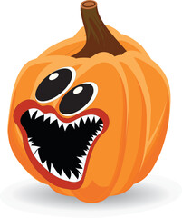 Funny Halloween pumpkins. Materials for your design. Orange pumpkin with a smile.