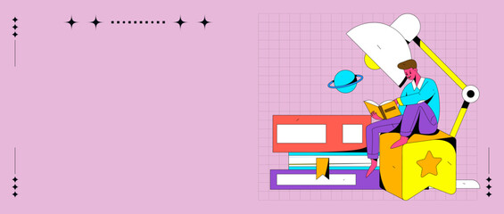 Reading character flat vector concept operation illustration
