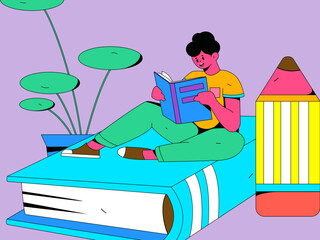 Reading character flat vector concept operation illustration
