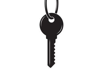 Key icon for lock and open door in house. Safety and security protection symbol.