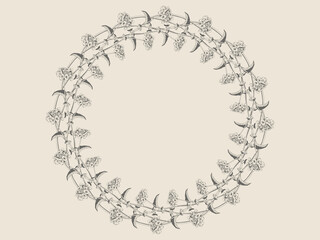 Floral wreath design for greating card, wedding invitation, romantic frame. Flower vector illustration of border template.