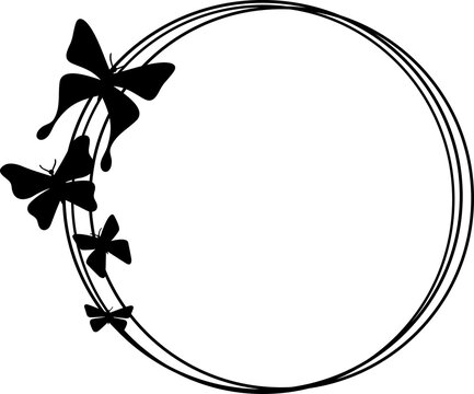 Butterfly circle frame png design