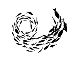 School of Fish Silhouette