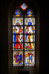 Holy Blood chapel, Figurative stained-glass window, Bruges, Belgium